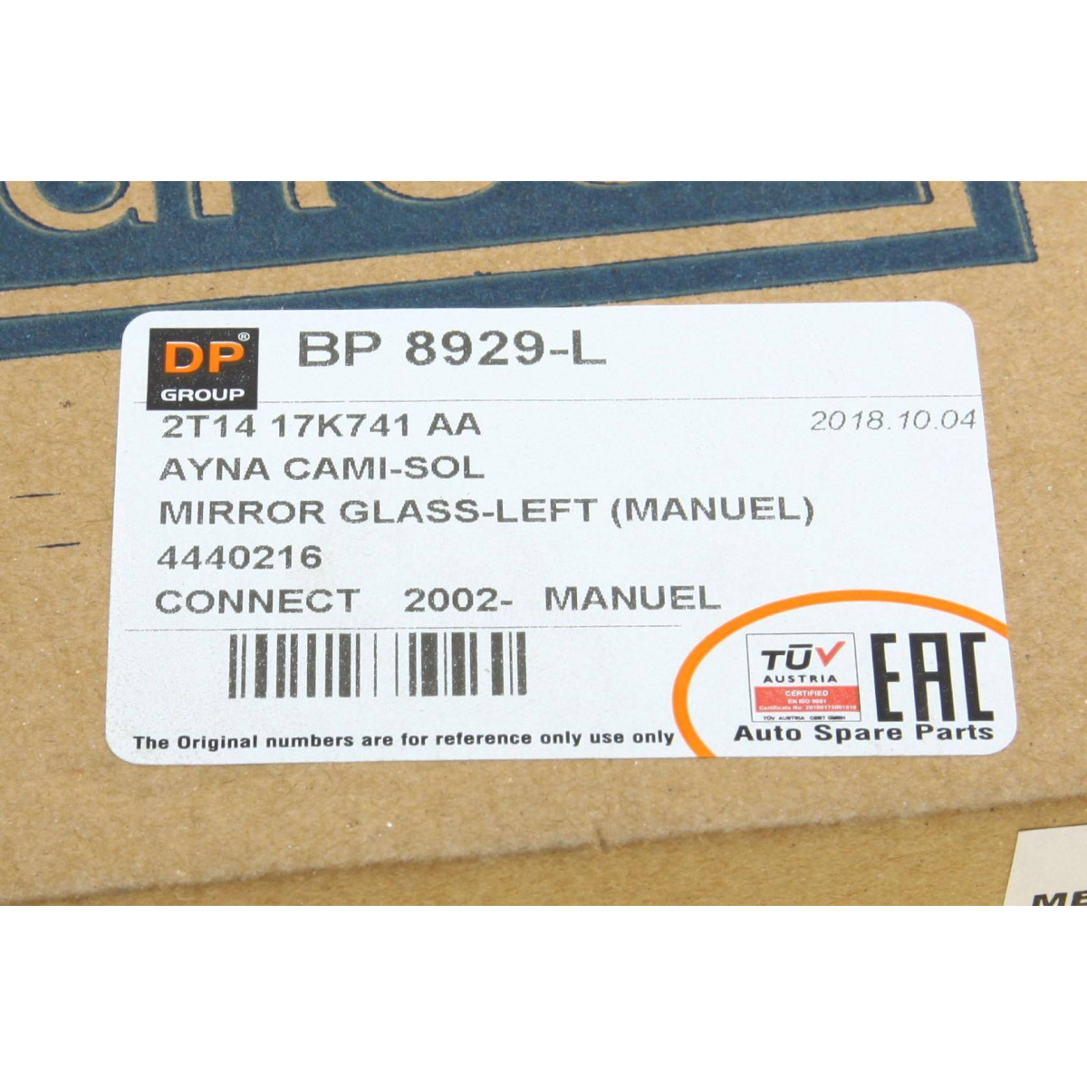 Скло дзеркала Ford Connect 02- (L)