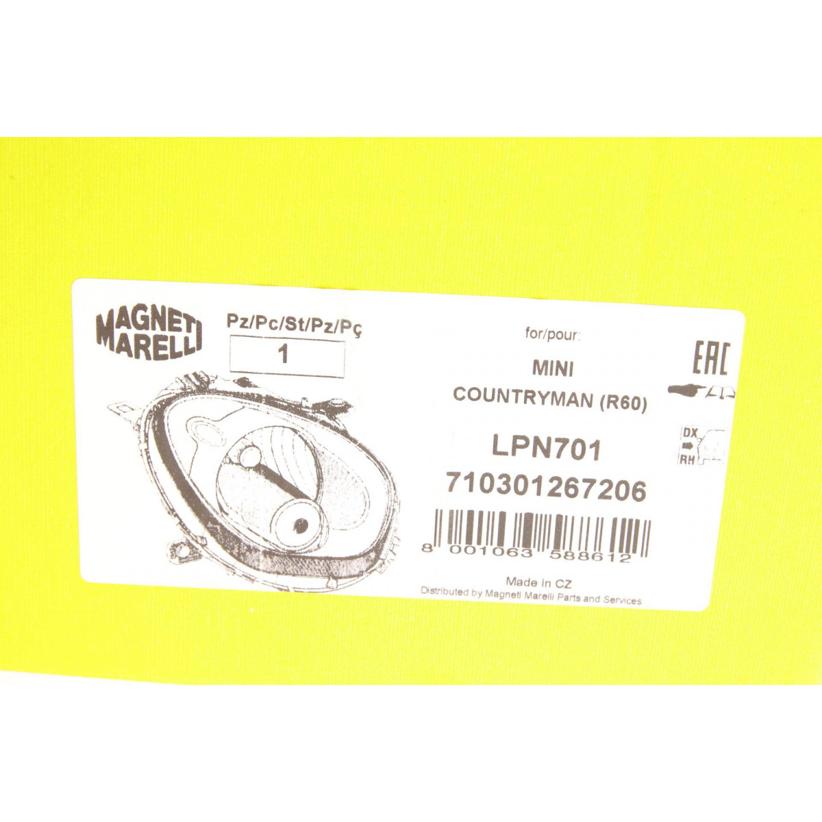 Фара (R) Mini (R60/R61) 10-16 (H4) (LPN701)