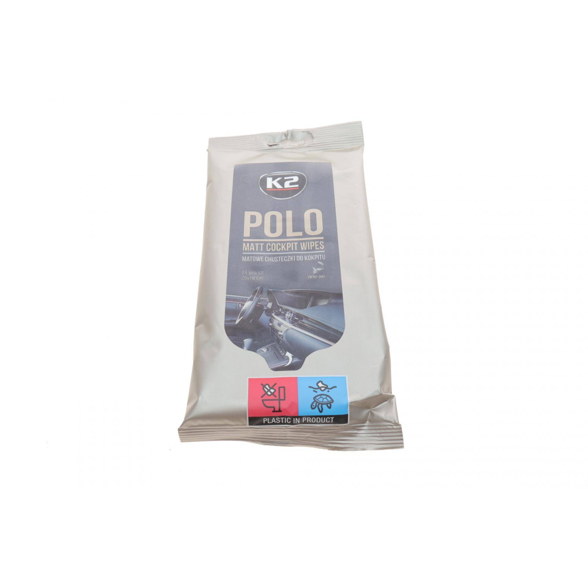 Серветки для догляду за елементами з пластмаси та гуми в салоні Polo Matt Cockpit Wipes (24 шт)