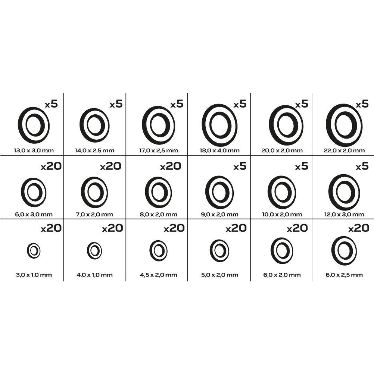 Набір кілець гумових O-ring 225 од.