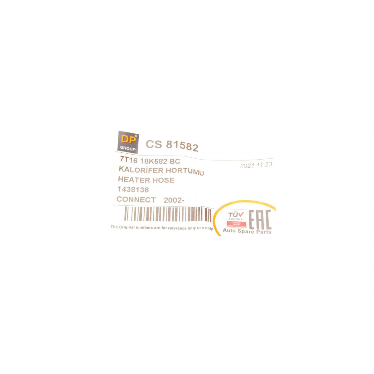 Патрубок радіатора пічки Ford Connect 1.8TDCi 06-