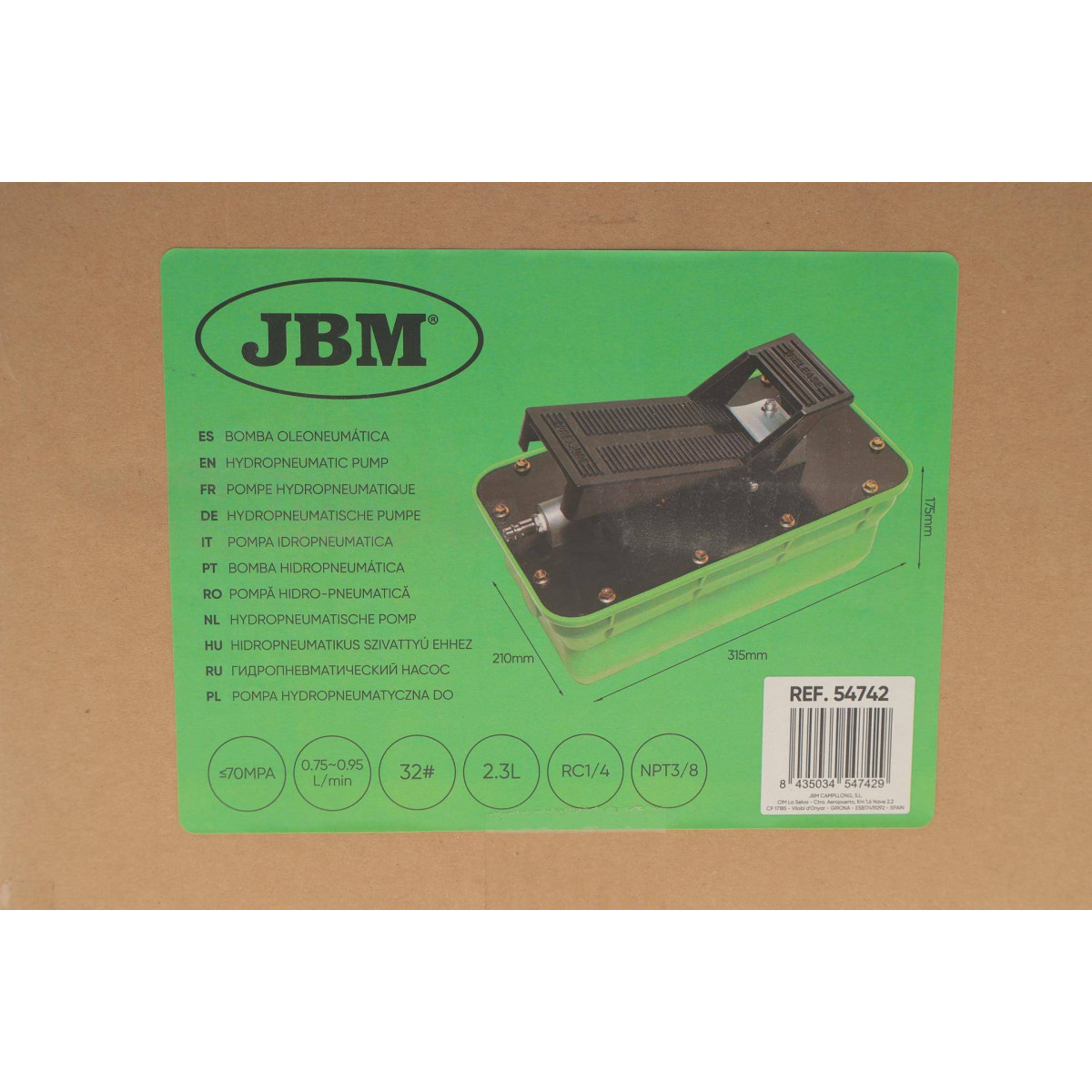 Гидропневматический насос на 2.3 л для 54741 JBM