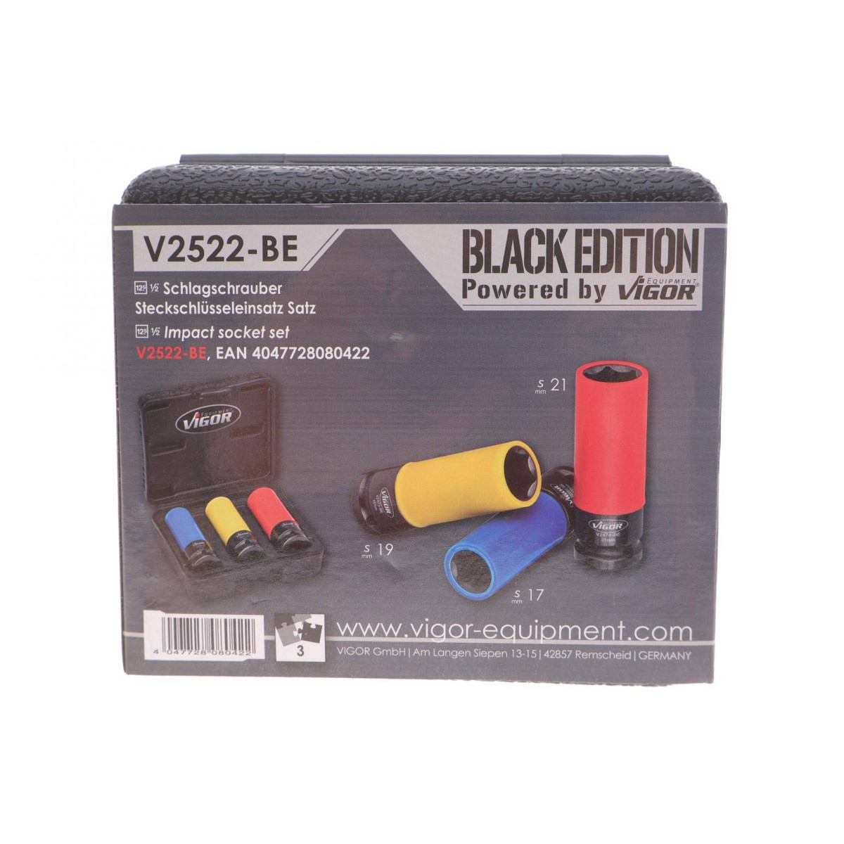 Набір ударних головок 1/2" для шиномонтажу 17-19-21 мм BLACK EDITION