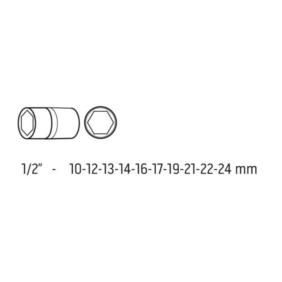 Набір ударних головок 1/2" 10-24 мм 10 од.