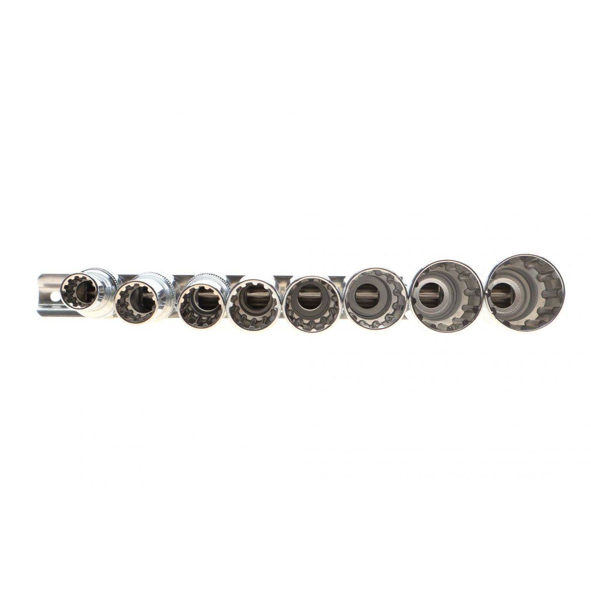 Набір головок SPLINE 1/2" 10-24 мм 8 од. Long 77 мм на планці (мультипрофіль, хромовані)
