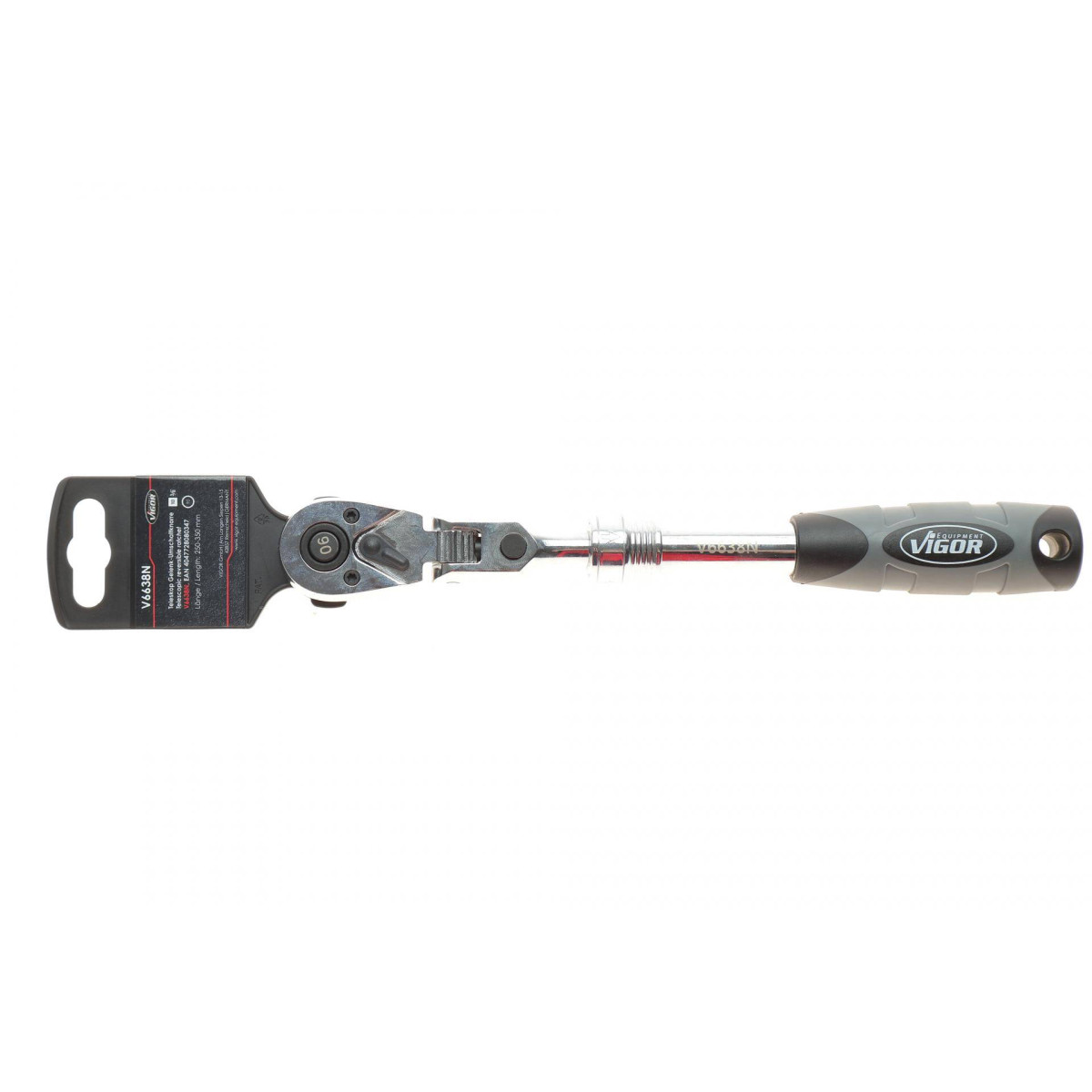 Трещотка 3/8" телескопическая 90 зубцов 250-350 мм