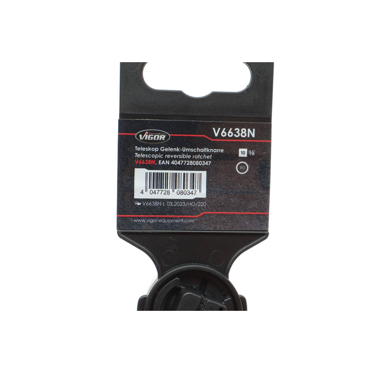 Трещотка 3/8" телескопическая 90 зубцов 250-350 мм