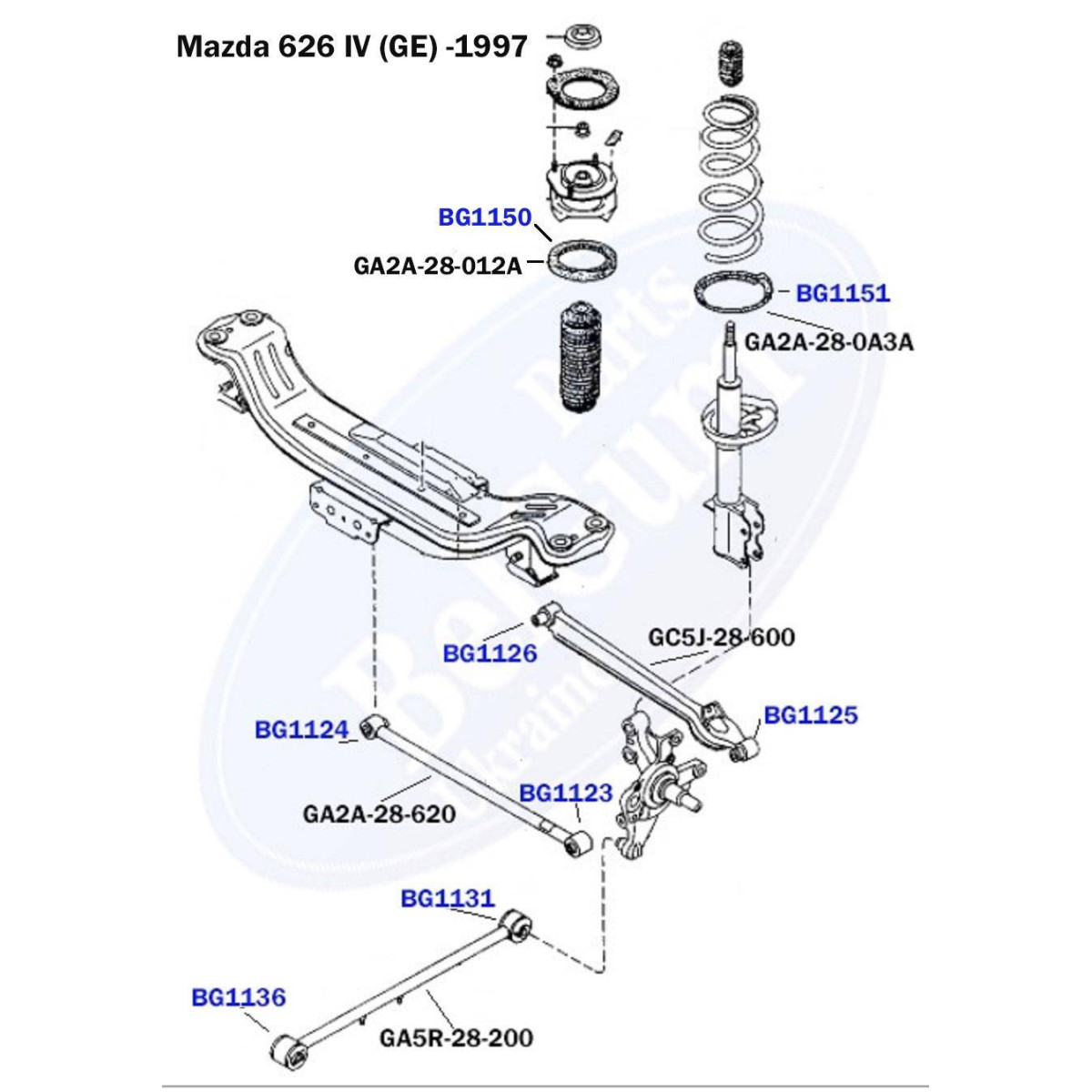 Сайлентблок важеля (заднього/ззовні) Mazda 626 92-97 (31.5x14x41/31) (знято з виробництва)