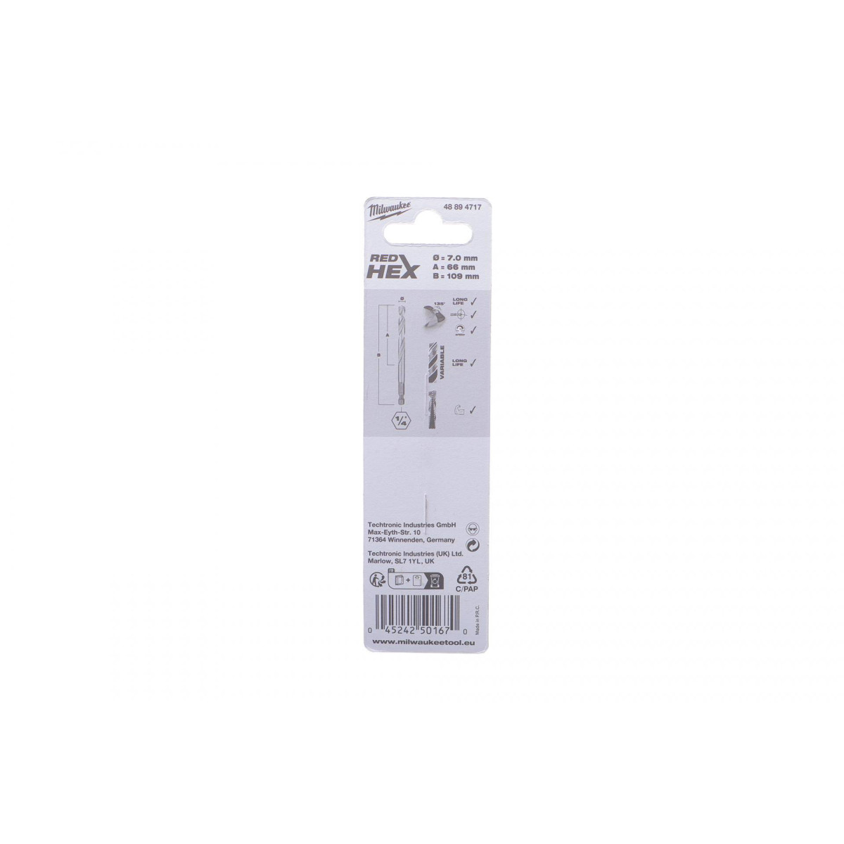Свердло HSS-Co Ø7 мм х 109мм Shockwave HSS-G TiN Red Hex