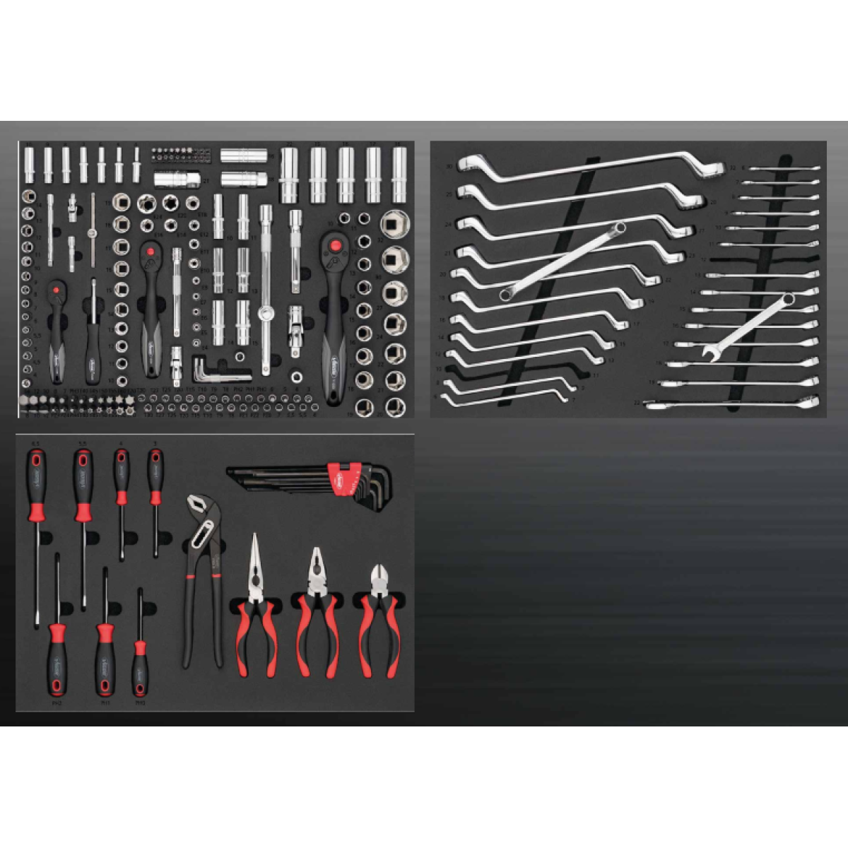 Візок з інструментами 7 секцій 219 од. (чорний) Vigor Black Edition