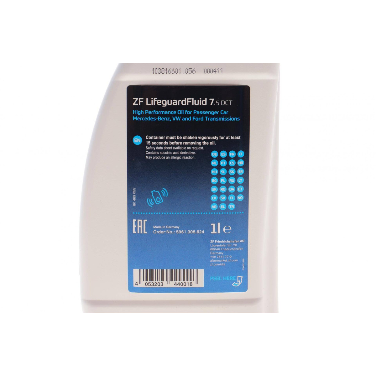 Олива АКПП ATF ZF Lifeguard Fluid (1L) (MB 236.24/VW TL 52 182/BMW Drivelogic 7-spd/DCTF-1)