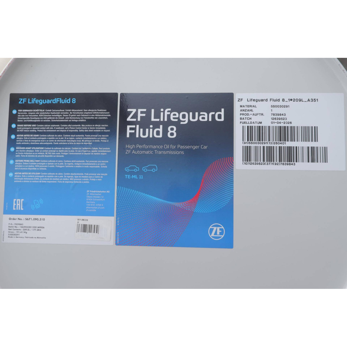 Олива АКПП ATF (209L) (ZF Lifeguard Fluid 8)