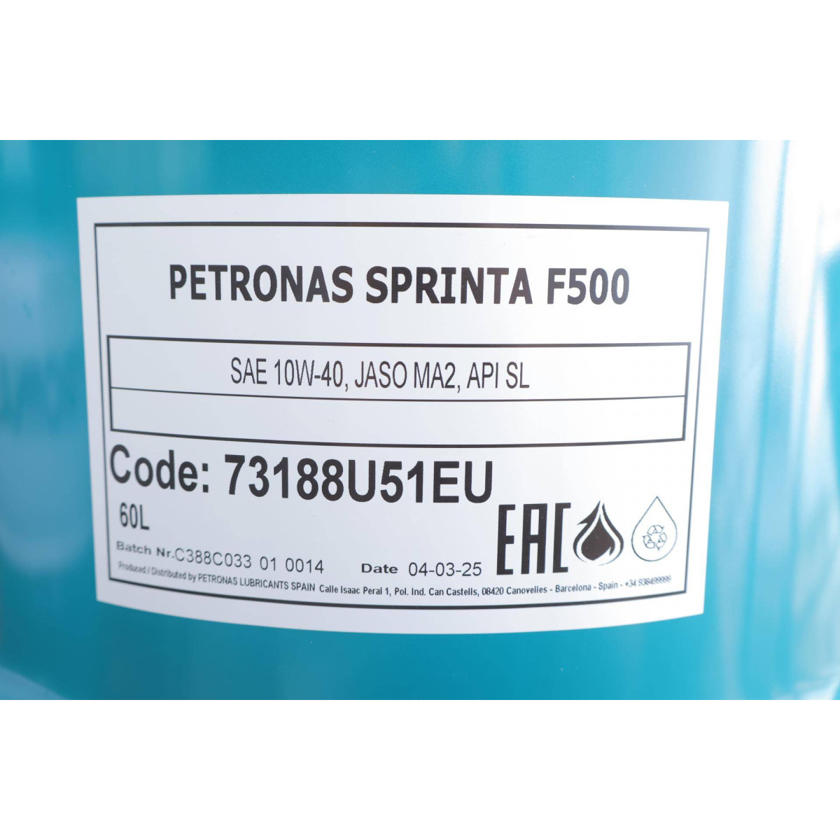Олива 10W40 SPRINTA F500 4T (60L) (API SL/JASO MA2)