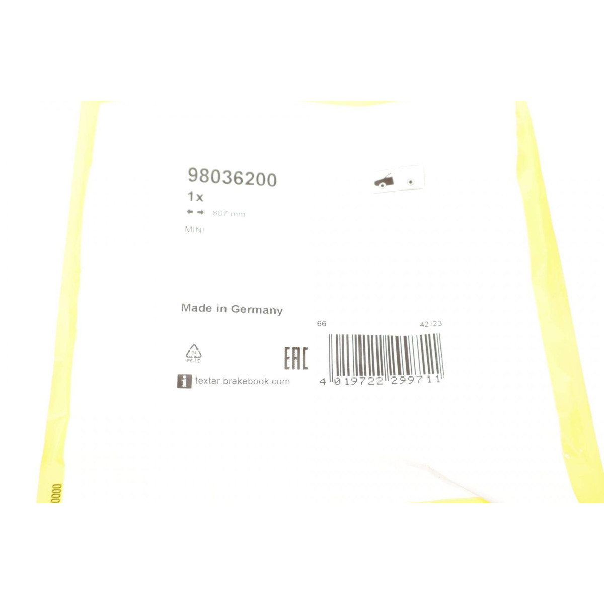 Датчик зносу гальмівних колодок (передніх) Mini (R56)/Clubman (R55) 06-14 (807mm)