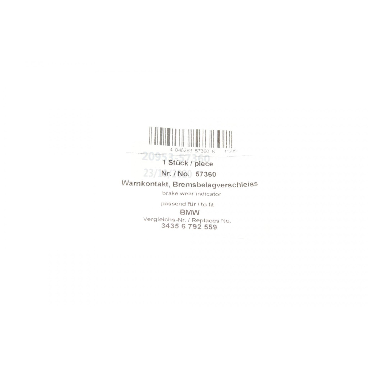 Датчик зносу гальмівних колодок (передніх) BMW 1 (E81/82)/ 3 (E90-93) 04-11 (L=650mm)