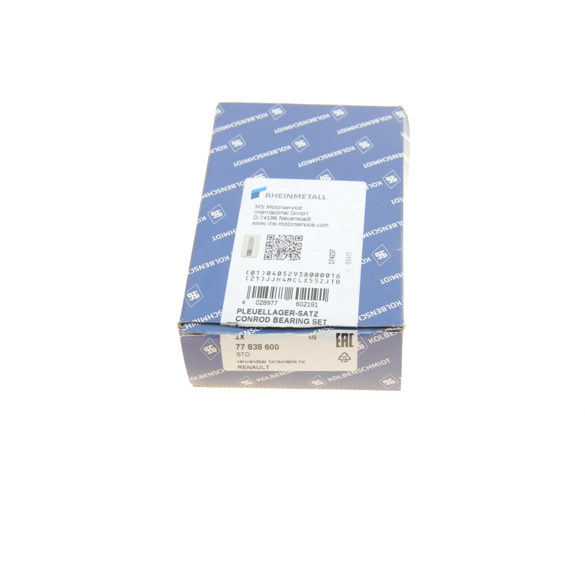 Вкладиші шатунні Renault 1.2/1.3/1.4i/1.6i 01- (STD) (without locating lug)
