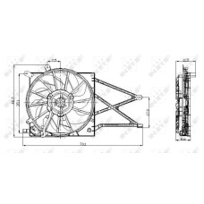 Вентилятор охолодження двигуна Opel Astra G 1.2-2.2 98-07 (з дифузором)