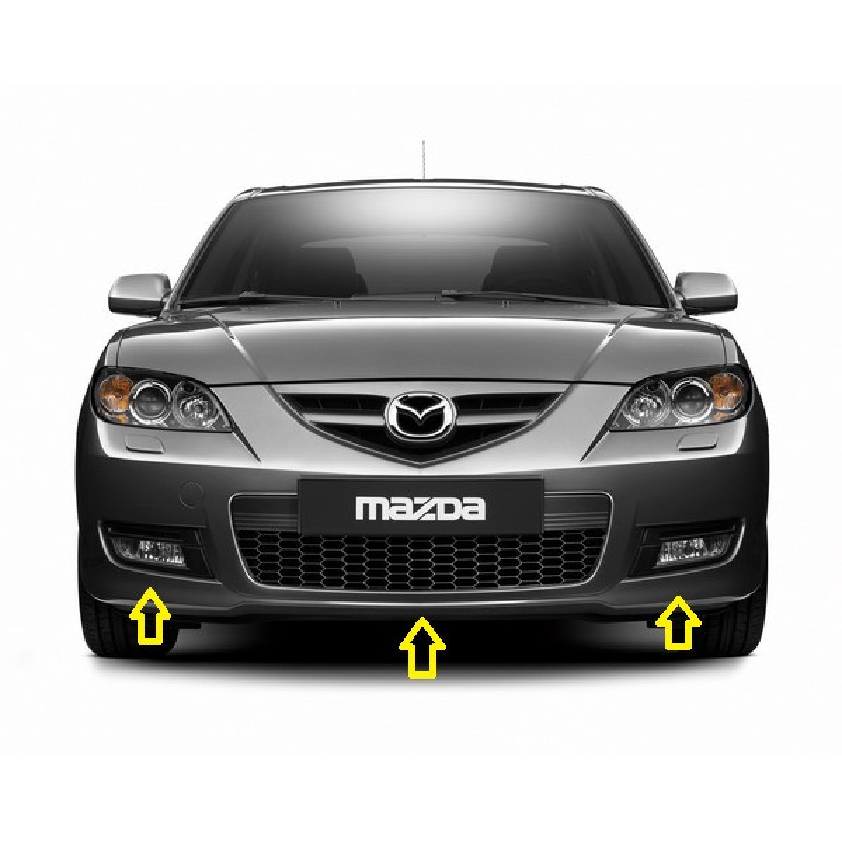 Комплект решіток бампера Mazda 3 BK 2003-2009 Sport з отворами під ПТФ Polcar