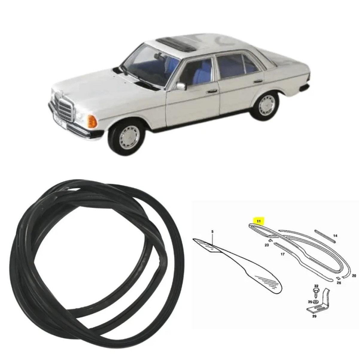 Ущільнювач-молдиг заднього скла MERCEDES W123 1976-1985р (1236700239)