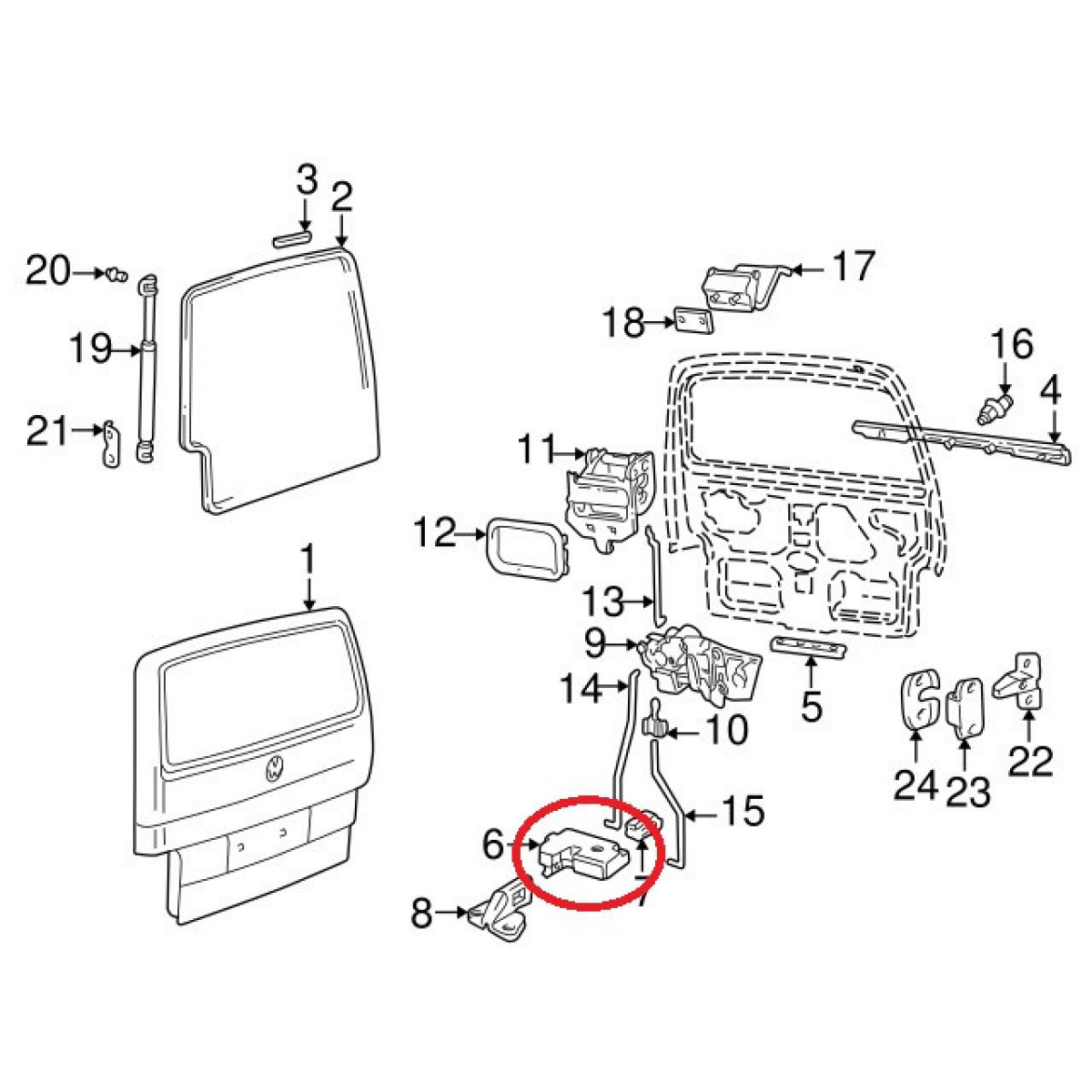 Замок кришки багажника (ляди) Volkswagen T4 1990–2003
