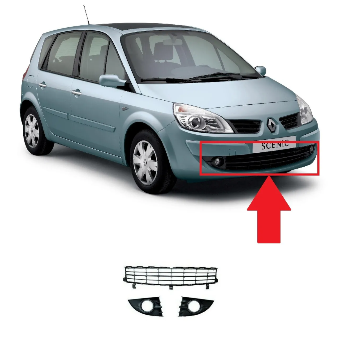 Решітка бампера  Renault Scenic  2006-2009 (комплект)