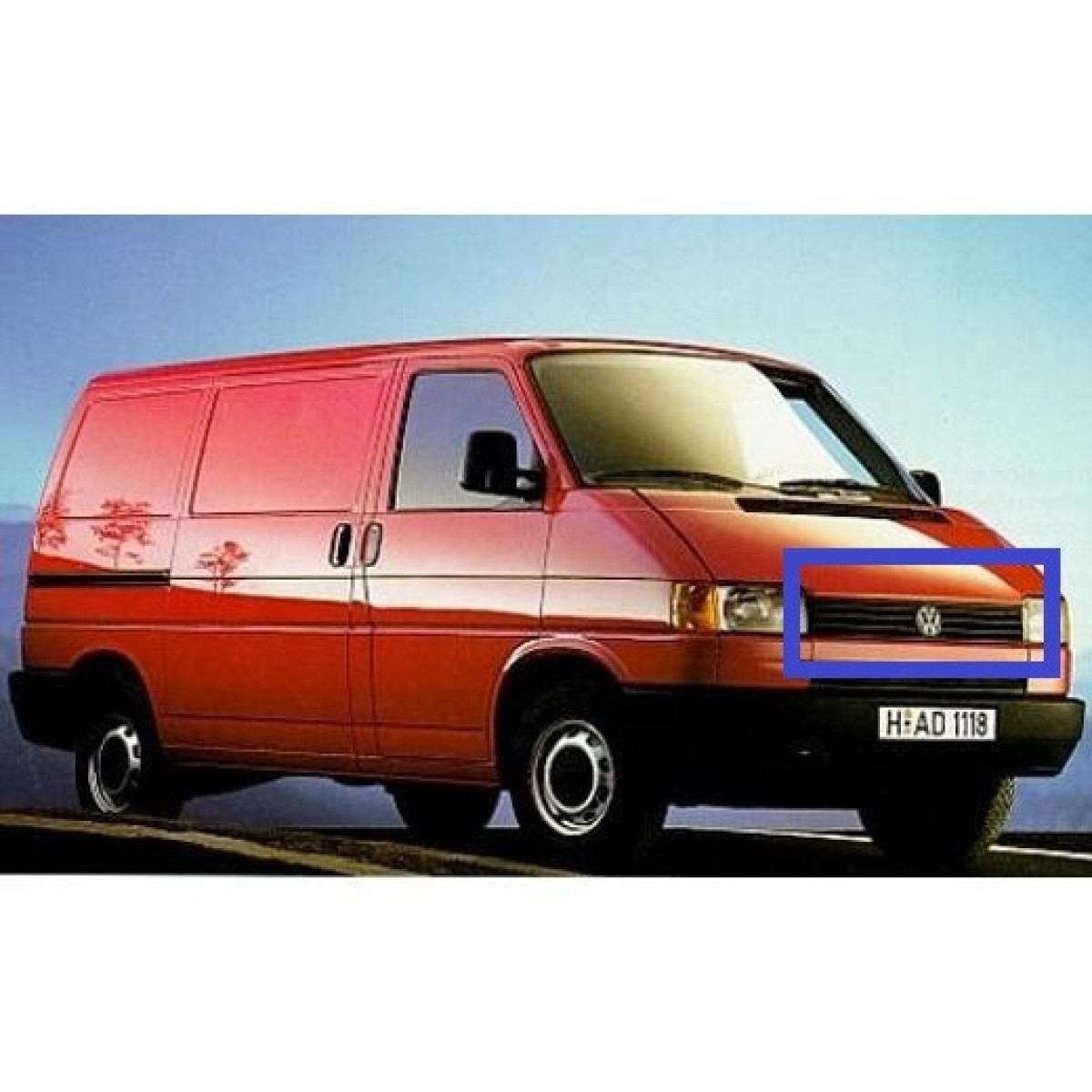Решітка радіатора верхня Фольксваген Транспортер Т4 - Volkswagen Transporter T4 - 1995-2003