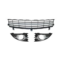 Решітка бампера Рено Сценік 2 - Renault Scenic 2 - 2006-2009 (комплект з сірими накладками)