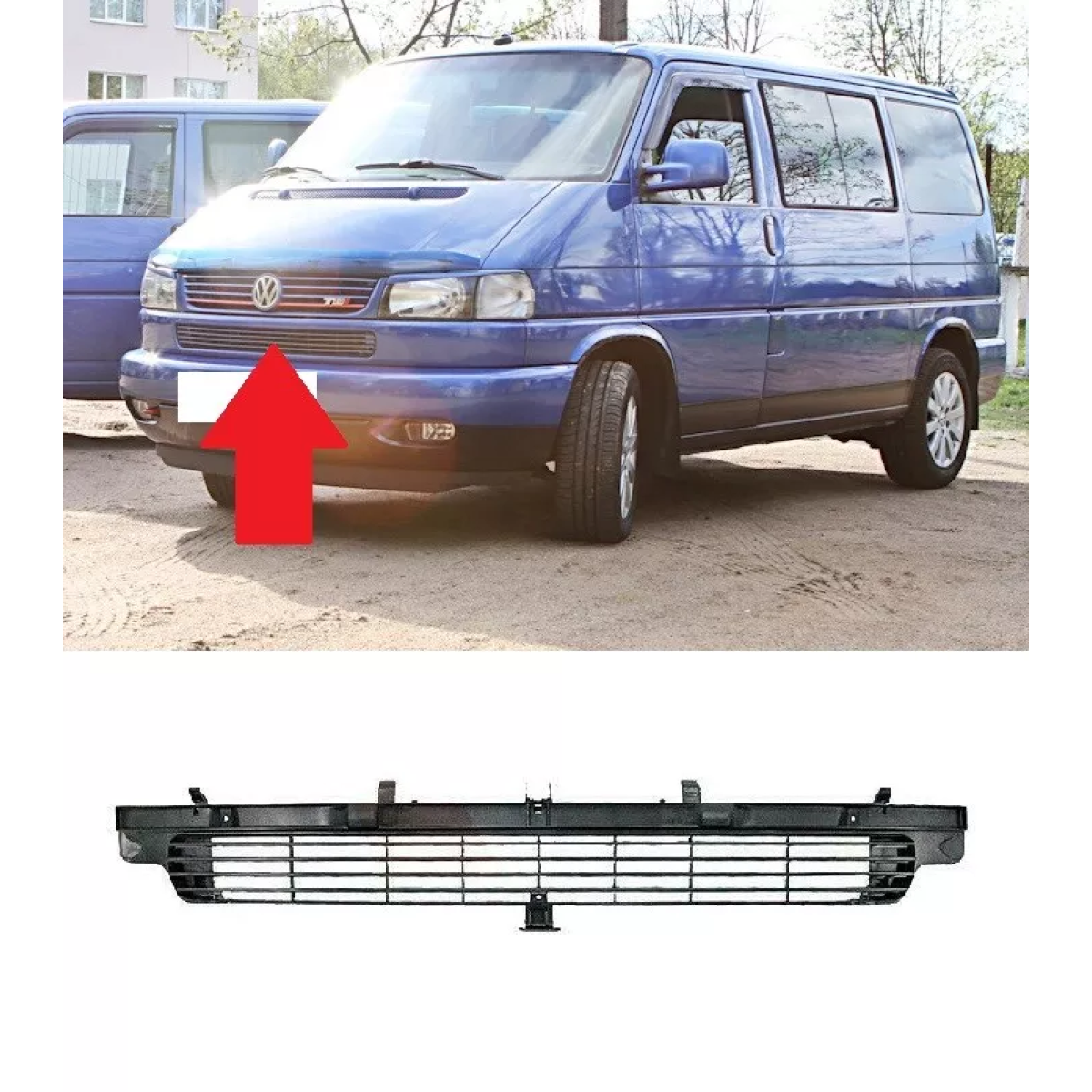 Решітка радіатора нижня Фольксваген Транспортер Т4 - Volkswagen Transporter T4 - 1995-2003
