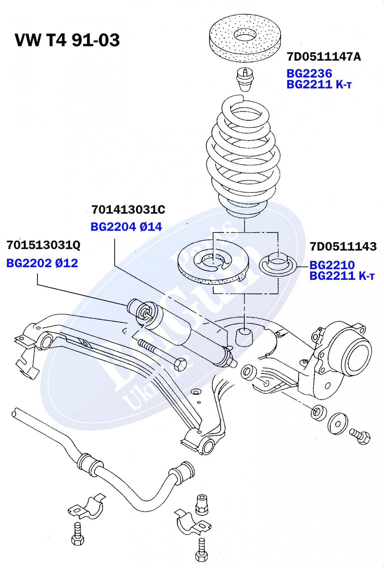 Проставка пружини (задньої/верхня) VW Т4 91-03