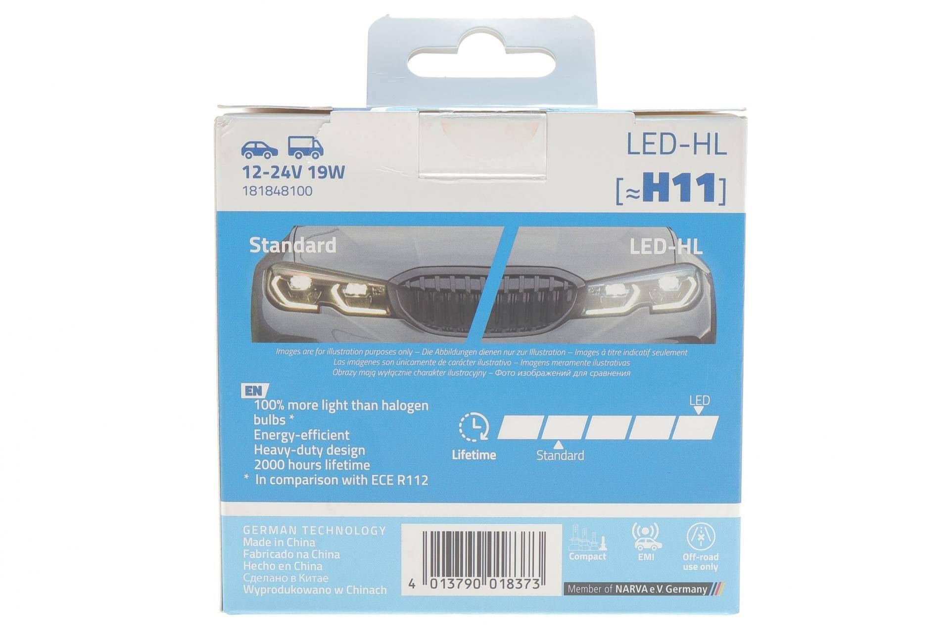 Автолампа H11/H9 12/24V 19W PGJ19-2/5 Performance Advance LED 6000K 1700lm (к-кт 2шт.)