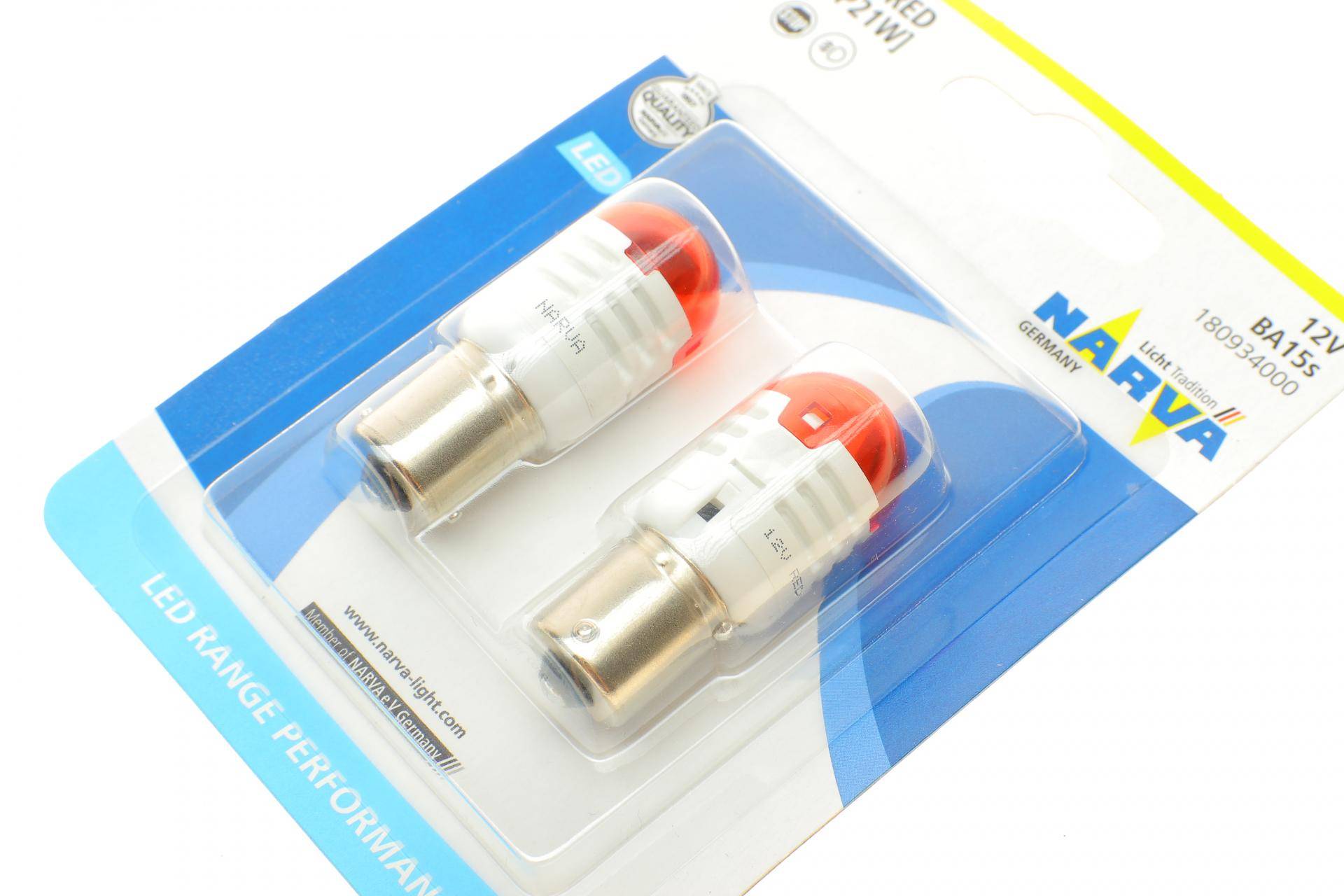 Автолампа P21W 12V BA15s (LED) (червона) (к-кт 2шт.)
