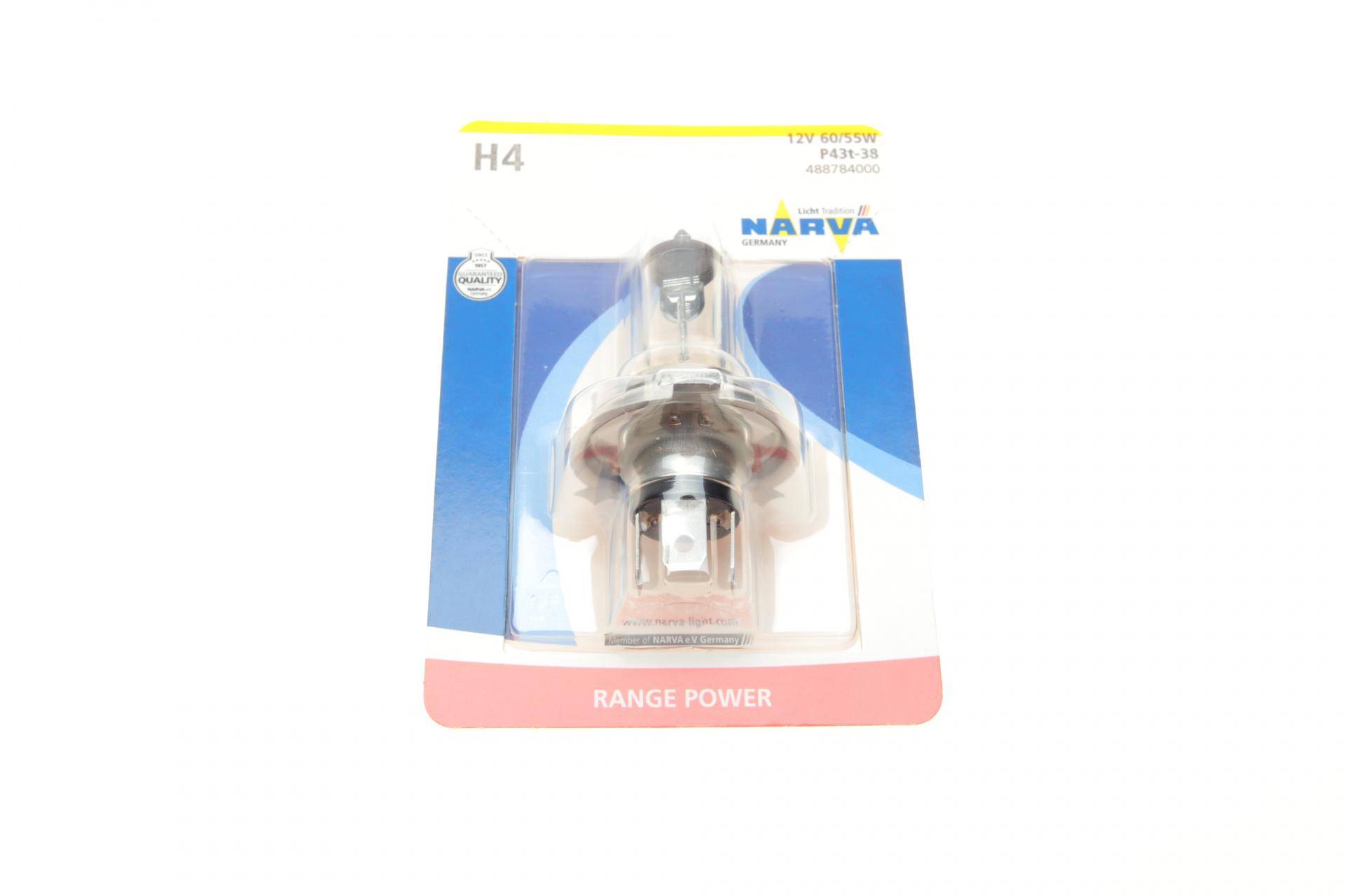 Автолампа H4 12V 60/55W P43t Range Power (+30%) (блістер/ 1шт)