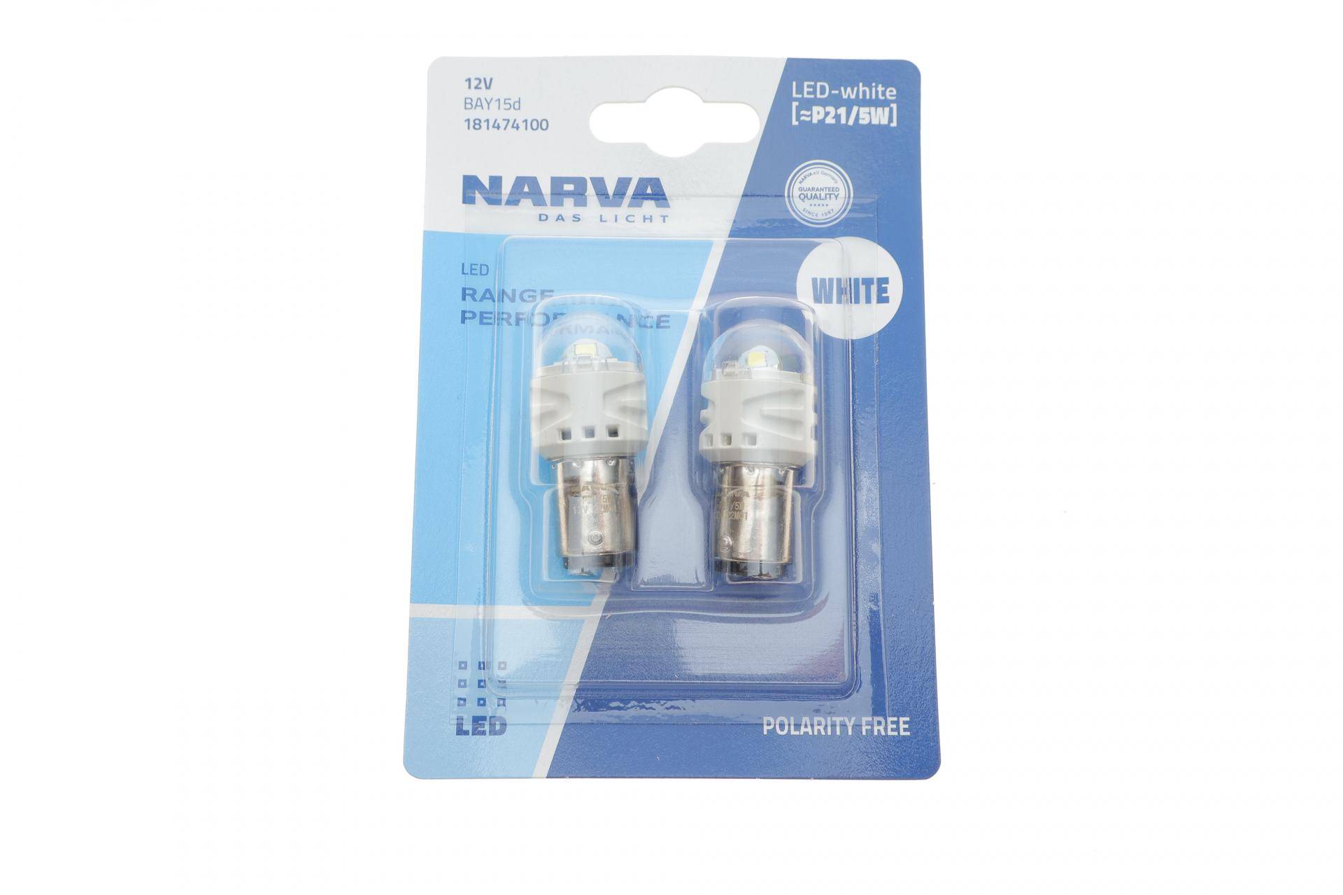 Автолампа P21/5W 12V 2.4/0.48W BAY15d LED (біла) (к-кт 2шт)