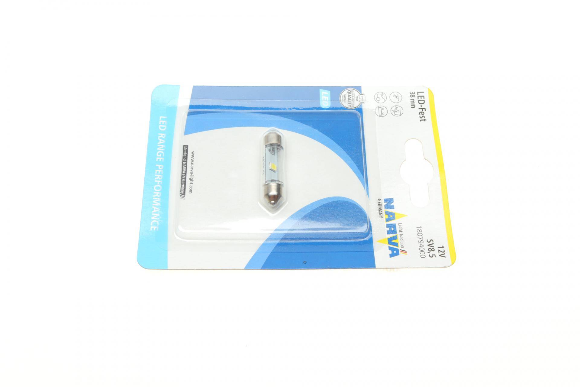 Автолампа 12V 0,6W SV8.5 (9.8x38mm) Festoon (LED) (блістер/1шт)