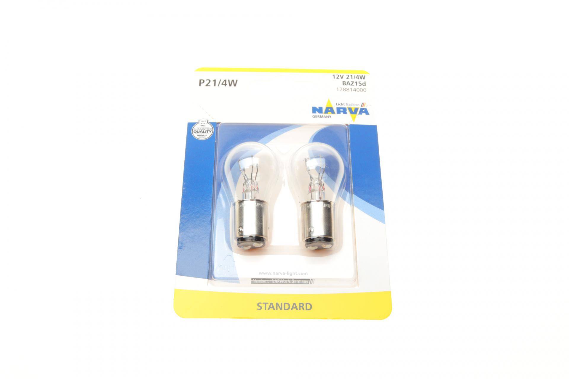 Автолампа P21/4W 12V 21/4W BAZ15d Standard (блістер/к-кт 2 шт.)