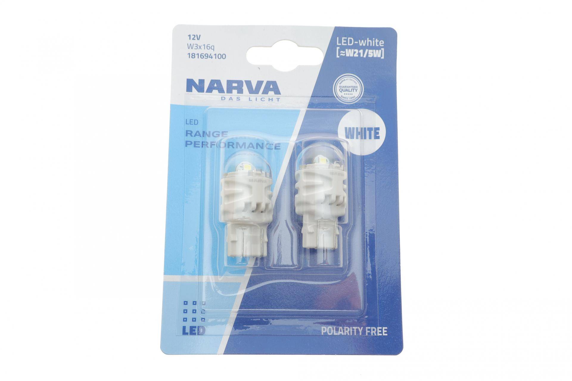 Автолампа W21/5W 12V 2.4/0.48W W3x16q LED (біла) (к-кт 2 шт)