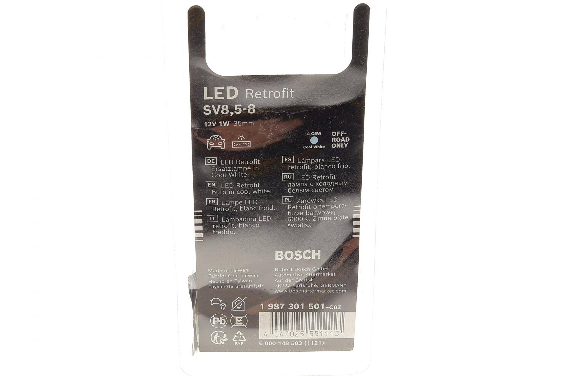 Автолампа C5W 12V 1W S8.5d LED Retrofit BL (палець) К-кт 2 шт. знято з постачання