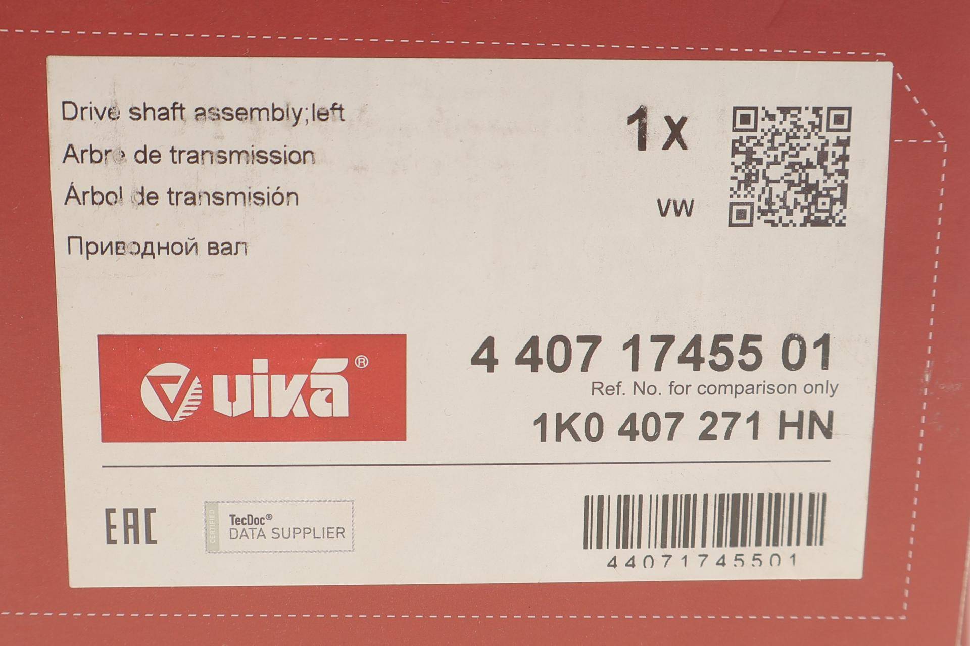 Піввісь (передня) VW Golf 1.6-2.0 04-/Jetta 1.6-2.5 05- (L) (36x521.8)