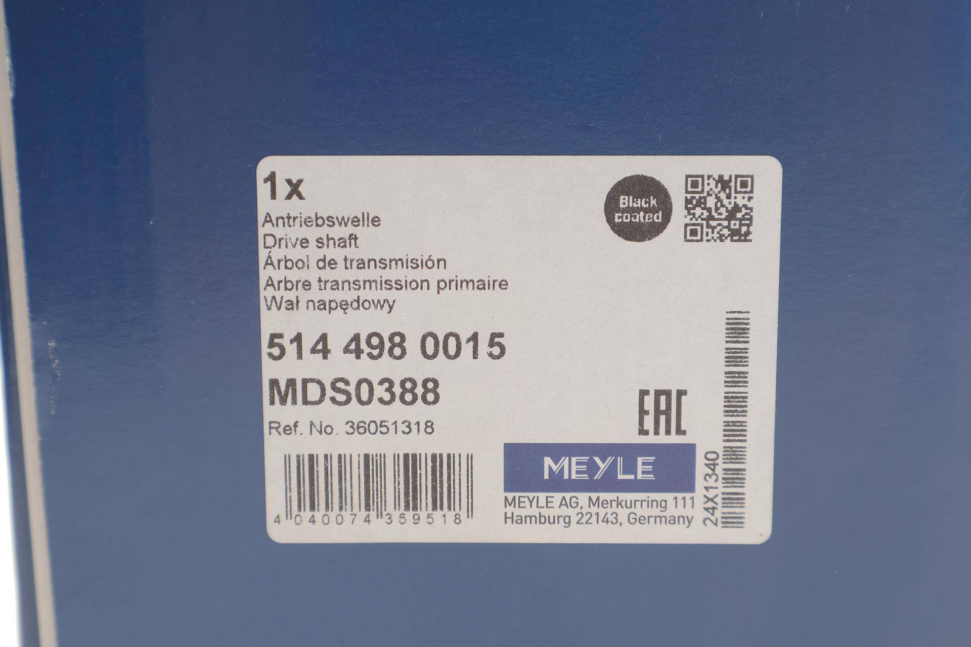 Піввісь (передня) (L) Volvo XC60 I 2.0-2.4 D 09-17 (40x27z/585mm)