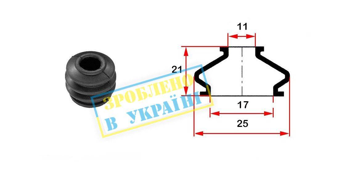 Пильник направляючого циліндра гальмівного (переднього/заднього) Iveco II (17х10х21)