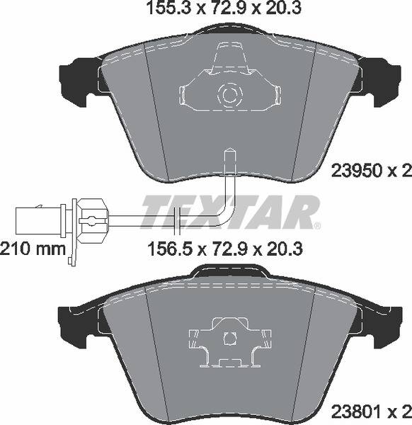 Колодки гальмівні (передні) Audi A4/A6/A8 02- (Teves) Q+ (з датчиками/L=210mm)