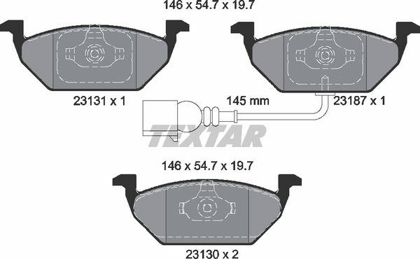 Колодки гальмівні (передні) VW Caddy 03- (Teves) Q+ (ушки вверх) (з датчиком)