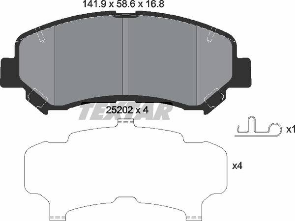 Колодки гальмівні (передні) Nissan Qashqai/X-Trail 07- (Akebono) (141.9x58.6x16.8)