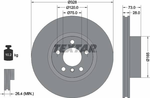 Диск гальмівний (передній) BMW X3 (F25)/X4 (F26) 10- (328x28) PRO+