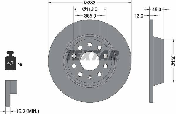 Диск гальмівний (задній) Audi A3/VW Golf/Passat 04-14 (282x12) PRO