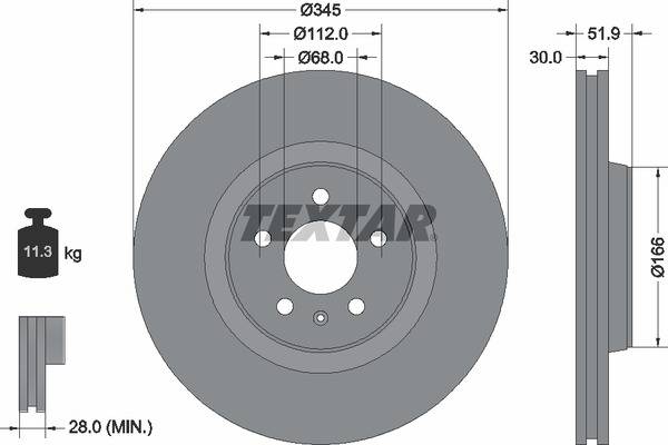 Диск гальмівний (передній) Audi A4/A6 07- (345х30) PRO+