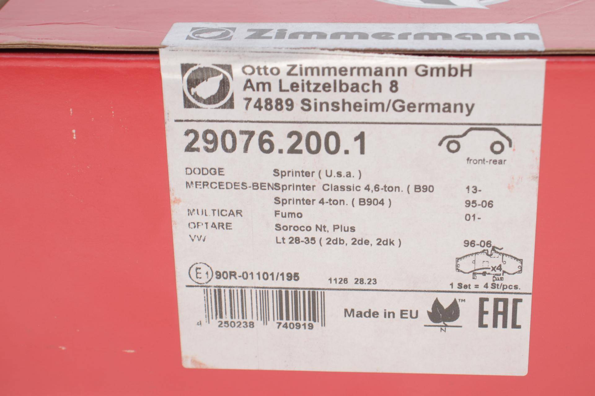 Колодки гальмівні (передні/задні) MB Sprinter 408-416/VW LT 46 96- (Perrot)