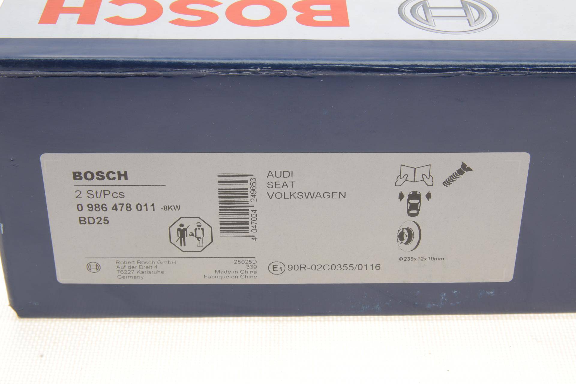 Диск гальмівний (передній) VW Caddy 82-92/Golf 74-99/Passat 73-88/Polo 95-02 (239x12)(з покр)(повний)