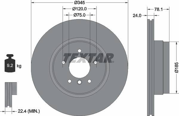 Диск гальмівний (задній) BMW X5 (E70/F15/F85)/X6 (E71,E72,F16) 06- (345x24) PRO+