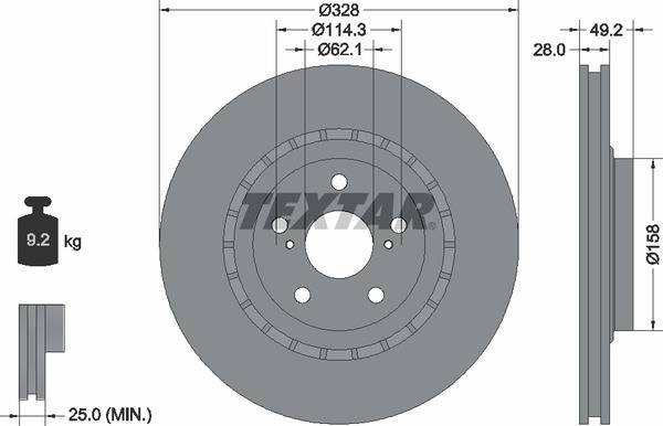 Диск гальмівний (передній) Toyota Rav 4 12-/Lexus RX/NX 08- (328x28) PRO+